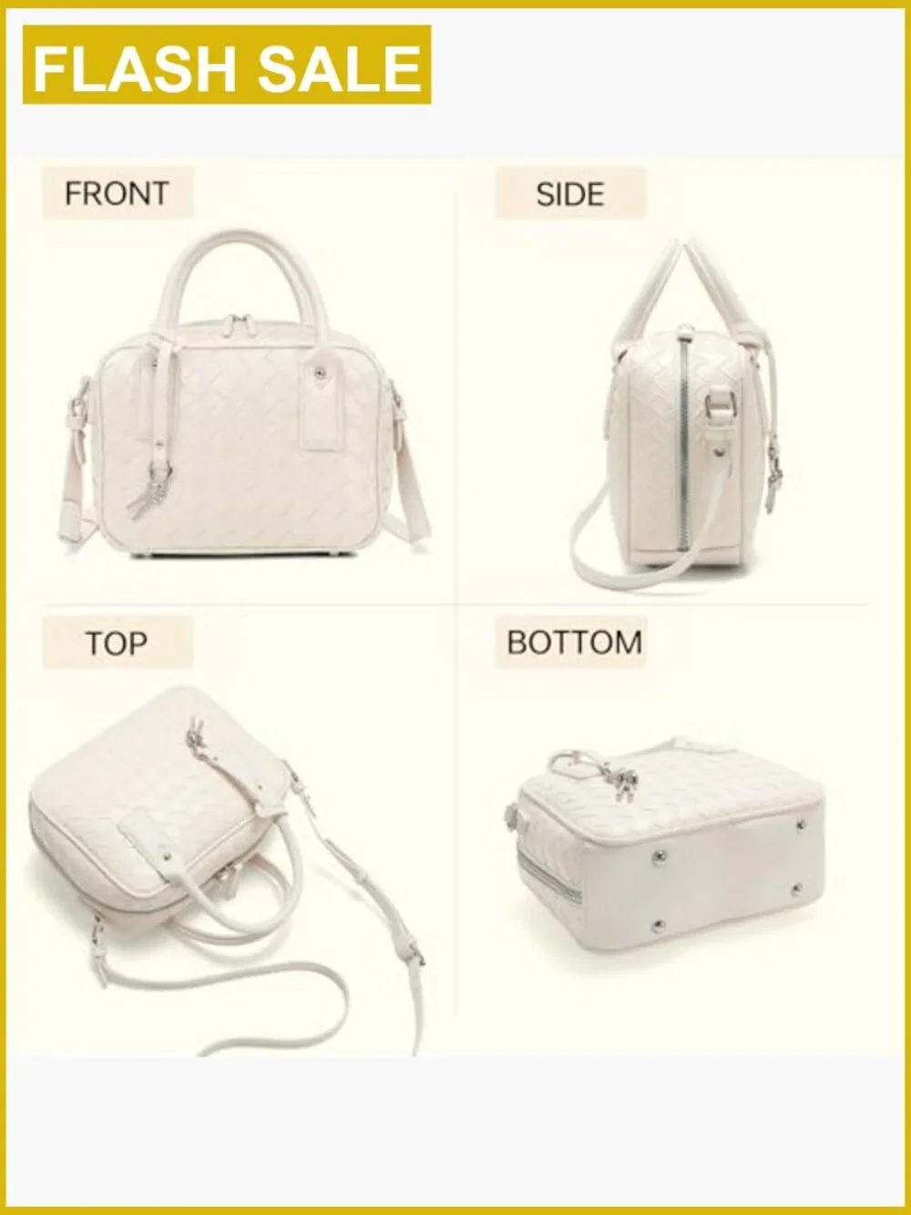 Handmade Woven Top Handle Bag with Crossbody Strap Satchel